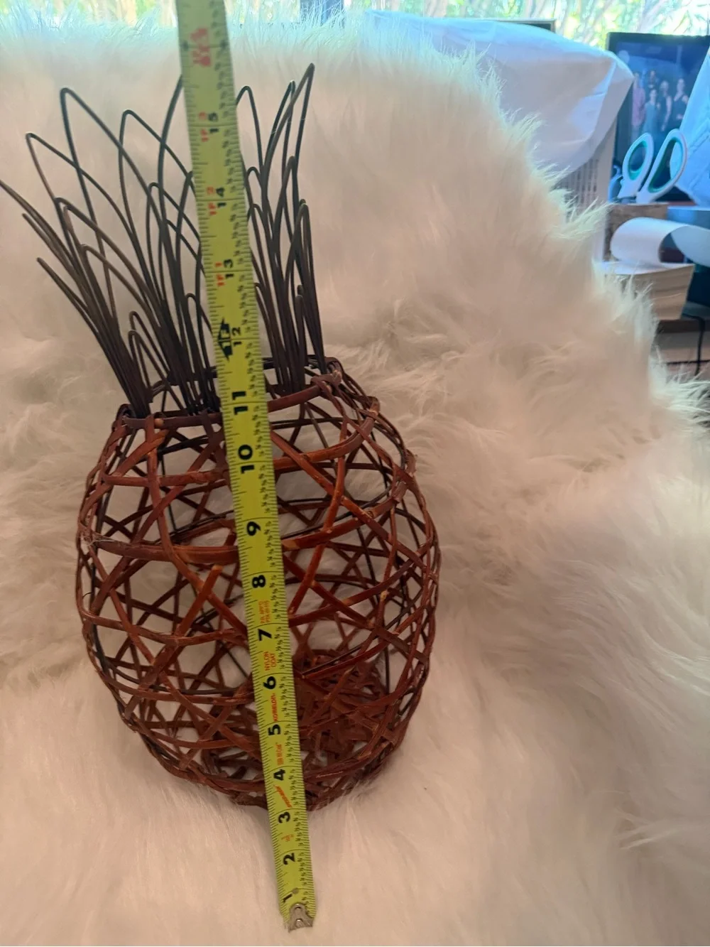 Olive and Oak Wire Pineapple Wine Cork Container Rattan Decorative Vase